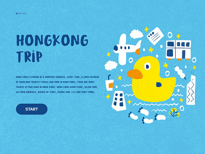 Illustration 4/100 big yellow duck blue bus cloud cute design duck ducks foot hongkong illustration plane plant stamp star track trip ui yellow