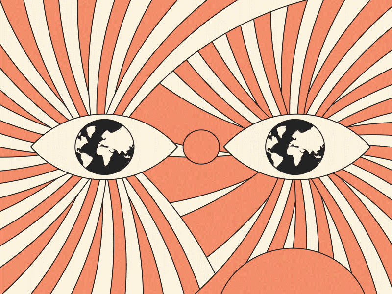 PARALYZED BY CLIMATE ANXIETY animation climate change distortion earth editorial illustration eyes fadgazet illustration