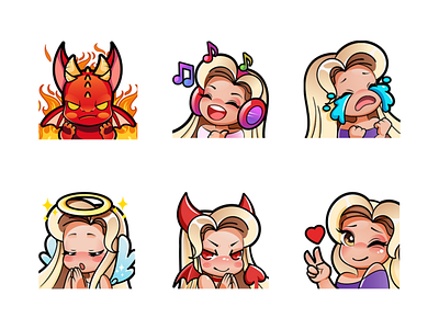 Twitch Emotes angel angry anime character cute devil dragon emote emoteart emotes emoticon emotions girl happy love music peace stream twitch vector