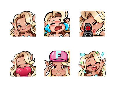 Twitch Emotes anime character cute emoji emote emoticon emotion girl happy happyness heart hello illustration love respect stream tears twitch vector