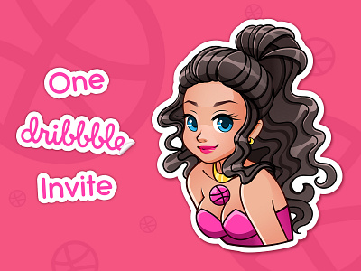 Dribbble Invite Giveaway anime character characterdesign cute dribble dribble invite girl giveaway illustration invitation invite invites join member player ticket vector