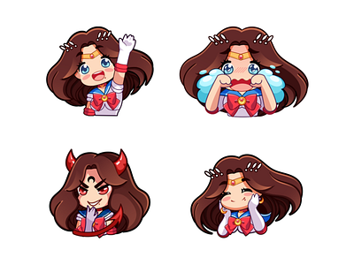 Twitch Emotes anime character chibi crying cute design emote emoticon emotion evil fanart girl happy hi sailormoon smilling stream tears twitch vector