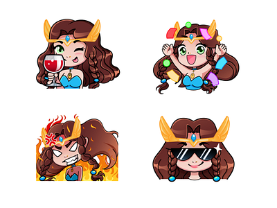 Twitch emotes angry anime character chibi cool cute design emote emoticon emotion fire furious girl graphic happy stream twitch vector viking wine