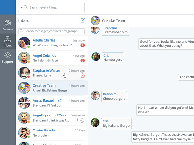 Inbox chat interface ui