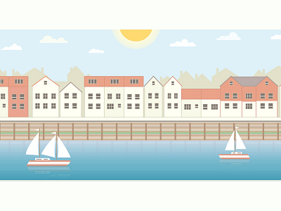 Yorkshire East Coast boats buildings coast illustration sea yorkshire