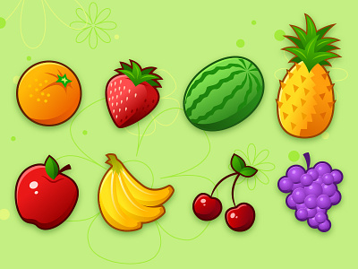 Tiki Fruit Icons fruit game icons illustration tiki