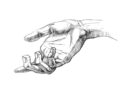 Hand drawing sketched hand