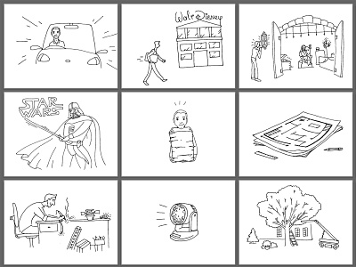 Storyboard for resume cartoon