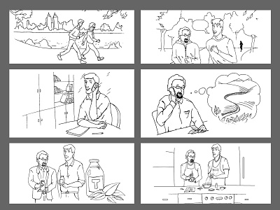 Storyboard for video promo ads black white comics drawing drawing ink hand drawn illustration sketch storyboard