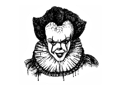 Pennywise clown portrait black white clown drawing drawing ink hand drawn penny wise portrait scary sketch
