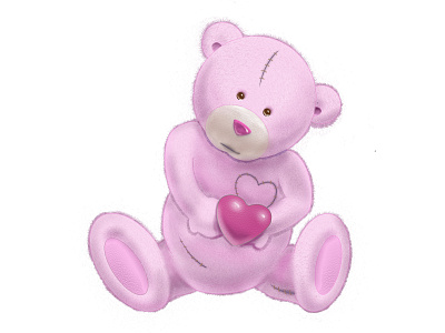 Pink Teddy bear hand drawn illustration pink teddy toy valentine