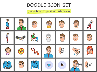 Doodle icon set character doodle drawing drawing ink emogi face hand drawn illustration manual sticker