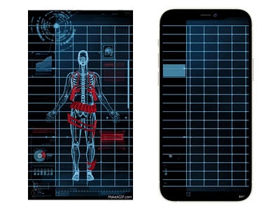 Mobile scanning application animation border cartoon experience gif graphic design loop man mobile application motion graphics scan sceleton terror ui uxui video vj x ray