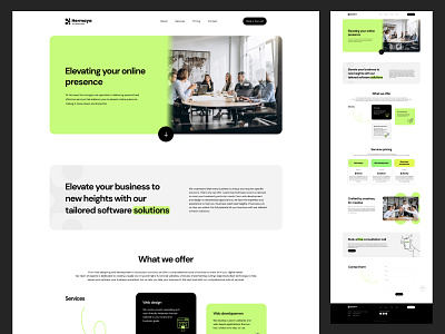 Landing page for digital services provider company