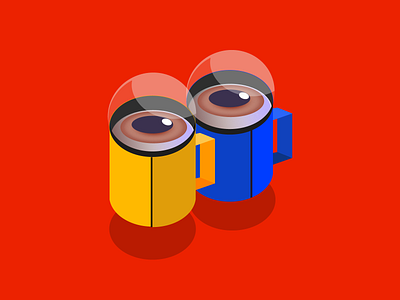 coffeebot blue bot coffee eyes hot illustration illustrator red space yellow