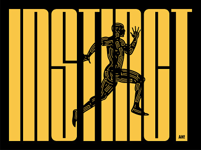 INSTINCT athlete branding colorful drawing graphic design illustrator logo negative positive run sport typography