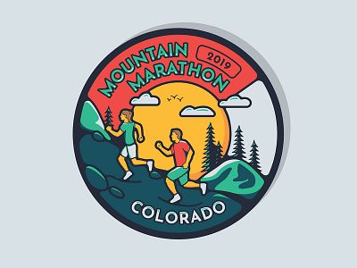 Mountain Marathon Medal branding color colorado colorful design drawing graphic design illustration illustrator logo marathon nature typography vector