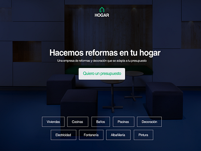 Landing Page (HOGAR) hogar landing page presupuesto reformas web web design