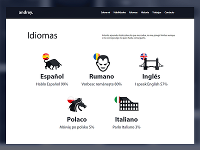 Andrey Marin CV (languages) cv design english icon italian languages polish romanian spanish web