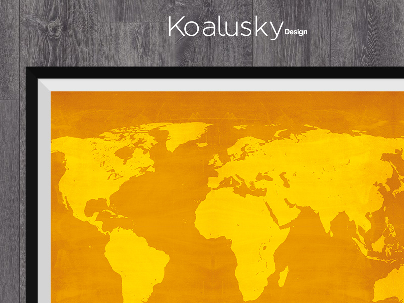 Poster Map of the World texture blackboard slate design koalusky wood frame world map poster