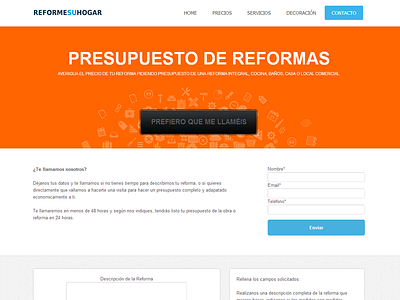 Presupuesto, Contacto con ReformeSuHogar design web