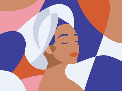 Lockdown Activity - Lady Towel Head graphic design illustration vector