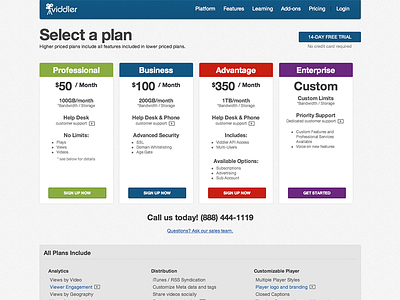 Plans Redesign page plans