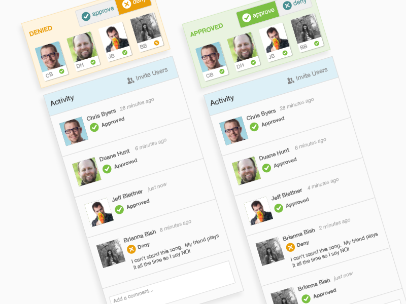 Approvals and comments by Aaron White for Formstack on Dribbble