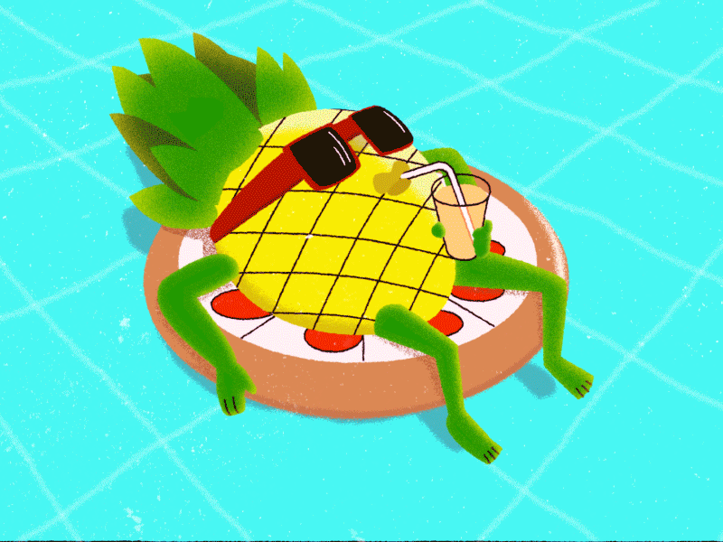 Hot Girl Summer after affects animation animation art floating gif illustration loop animation pineapple pizza pool relaxing summer vector