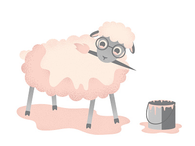 Sheep ai character flat grain illustration lamb pink sheep texture vector