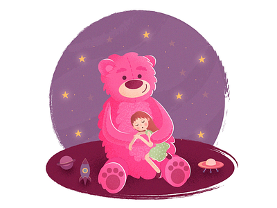 Teddy bear bear character child childhood dream girl illustration kid sleeping space teddy toy