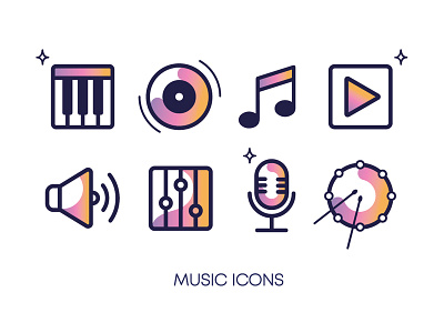 Music icons ai design flat gradient icon icons illustration music outline piano sound vector