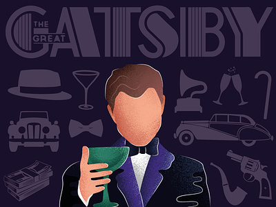 The Great Gatsby ai character dicaprio film flat gatsby grain icon illustration meme movie poster texture vector