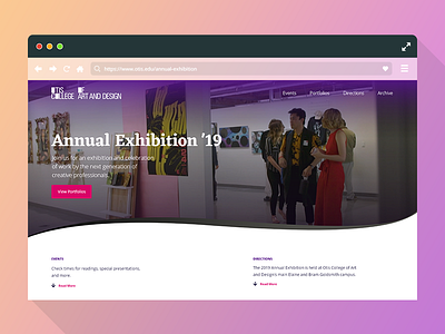 Otis College - Annual Exhibition Redesign adobe xd front end development ui design user experience user experience design web design