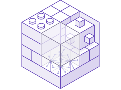 Architecture application array container cube grid icon isometric neuron processes stack