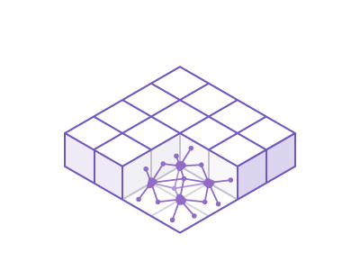 Architecture Dynos array container cube grid icon isometric neuron processes stack