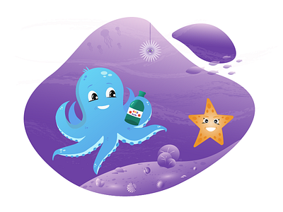 Funny illustration illustration octopus sea