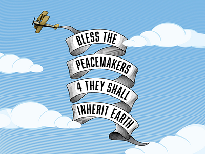 Bless The Peacemakers 2d art airplane beatitudes bible bible verse clouds graphic design illustration sky vector illustration