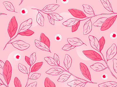 pinky eyeballs pattern botanical illustration leaves lineart pattern seamless pattern vector