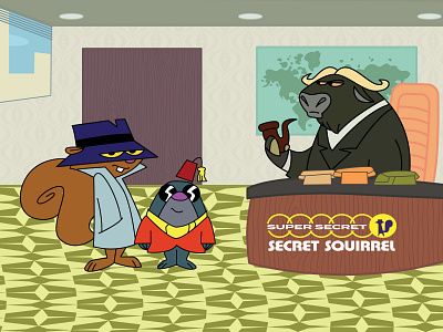 super secret secret squirrel... digital art illustration logo vector