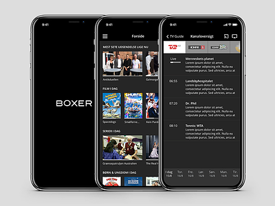 Boxer Play black boxer channels chromecast clean dark ios iphone iphonex minimal play tv webtv