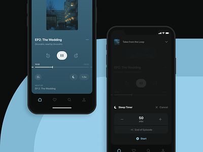 Podcast Player: Sleep Timer app dark design inter ui mobile music player podcast ui ui design ux