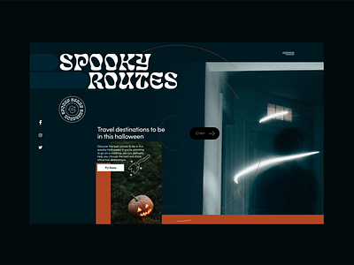 Halloween Travel Landing Page - #dribbbleweeklywarmup destinations dribbbleweeklywarmup flat design halloween halloween colors halloween inspiration landing page landing page concept scary spooky travel travel website ui ux website website concept