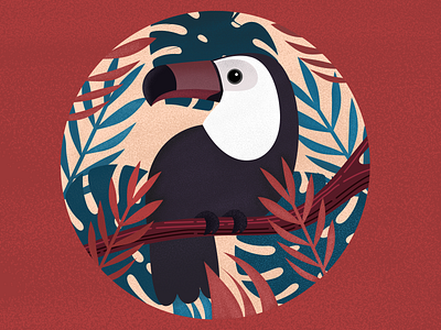 Toucan 2d bird flat illustration toucan trees