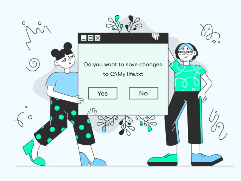 Do you want to save changes? art character characterdesign design flat flowers human illustration people vector
