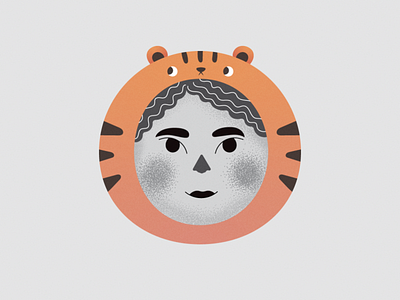 tiger 2d character characterdesign design flat girl human illustration illustrator people tiger vector