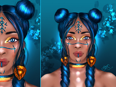 Mystic girl art blue draw fantasy girl girl portrait illustration mystic photoshop realistic tribal woman