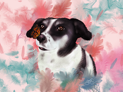 Melody - Digital illustration character design digital illustration dog dog illustration illustration illustrator pet pet illustartion petlover photoshop pink