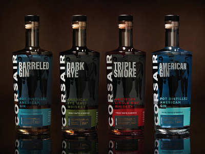 Corsair Distillery - Packaging bottle label bottles bottleshot design distillery gin liquor packaging renegade spirits type whiskey