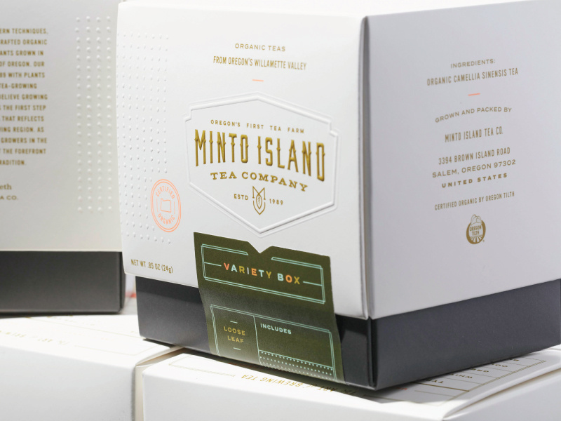 Minto Island Tea Company - Packaging emboss oregon box packaging tea